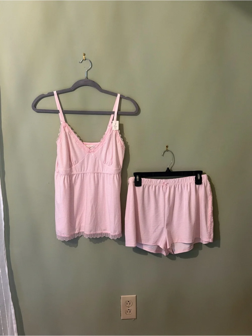 Laura Ashley Pale Pink Lace-Trim Cami & Shorts Sleep Set